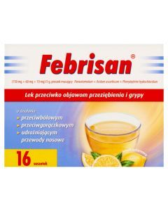 Febrisan, proszek musujący o smaku cytrynowym, 5 g, 16 saszetek