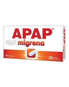 Apap migrena, 250 mg + 250 mg + 65 mg, tabletki powlekane, 10 szt.
