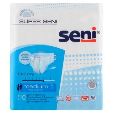 Super Seni, pieluchomajtki dla dorosłych, rozmiar M, 10 szt.