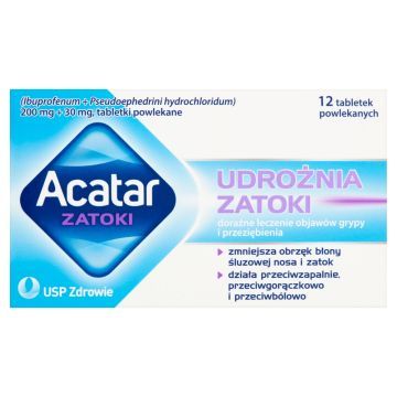 Acatar Zatoki, 200 mg + 30 mg, tabletki powlekane, 12 szt.