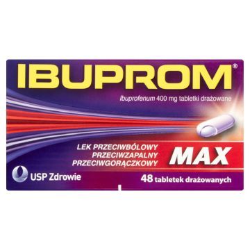 Ibuprom Max, 400 mg, tabletki drażowane, 48 szt. (butelka)
