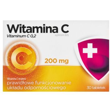 Witamina C 200 mg, tabletki, drażowane, 30 szt