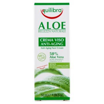 Equilibra, krem aloesowy do twarzy przeciw starzeniu się skóry, 50 ml