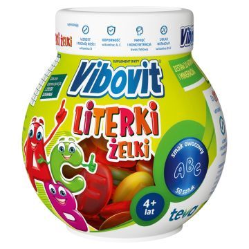 Vibovit Literki, żelki z witaminami, smak owocowy, 50 szt.