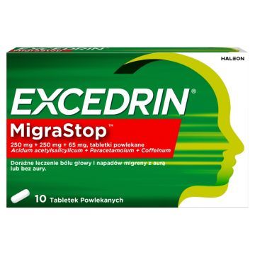 Excedrin MigraStop, 250 mg + 250 mg + 65 mg, tabletki powlekane, 10 szt.