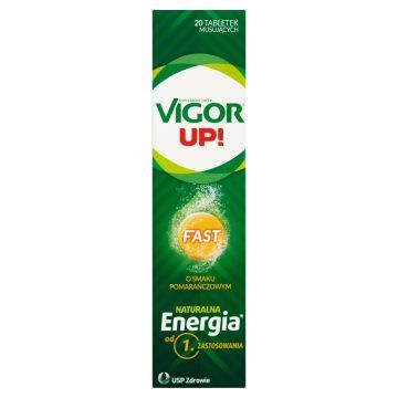 Vigor Up Fast, tabletki musujące o smaku pomarańczowym, 20 szt.