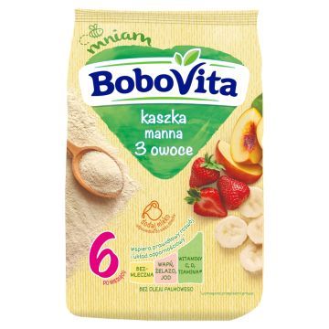BoboVita, kaszka manna, 3 owoce, 6 m+, 180 g