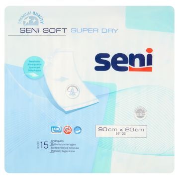 Seni Soft Super Dry, podkłady higieniczne, 90 cm x 60 cm, 15 szt.
