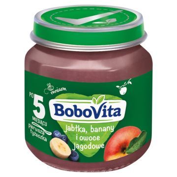 BoboVita, banany, jablka i owoce jagodowe, po 5 m-cu, 125 g