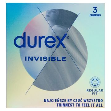Durex Invisible, prezerwatywy dla większej bliskości, 3 szt.