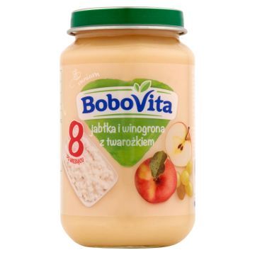 BoboVita, jablka i winogrona z twarozkiem, po 8 m-cu, 190 g