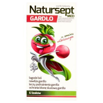 Natursept MED gardło, lizaki o smaku wiśniowym, 6 szt.
