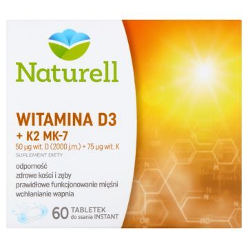 Naturell Witamina D3 + K2 MK-7, tabletki do ssania, 60 szt.