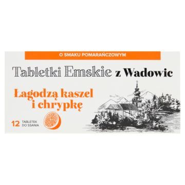 Tabletki Emskie z Wadowic, tabletki do ssania, o smaku pomarańczowym, 12 szt.