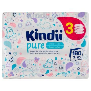 Chusteczki Kindii Pure, dla dzieci, 3 x 60 szt