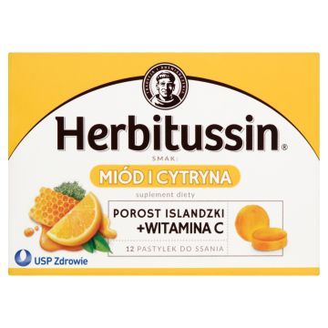 Herbitussin smak Miód i Cytryna, pastylki do ssania, 12 szt.