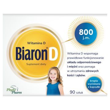 Biaron Witamina D  800 j.m., krople wyciskane z kapsułki, 90 szt.
