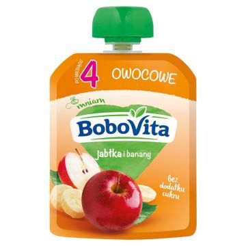 BoboVita, jabłka i banany, mus, 4 m+, 80 g