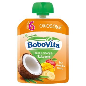 BoboVita, banan z mango i kokosem, mus, 6 m+, 80 g