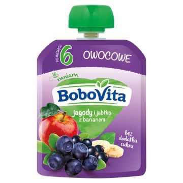 BoboVita, mus jagody i jabłka z bananem, 6m+, 80 g