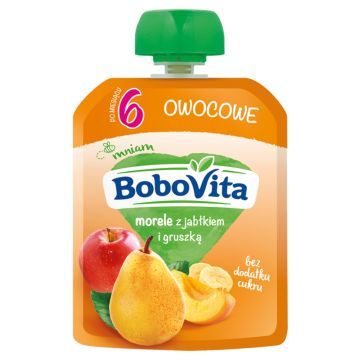 BoboVita, morele z jabłkiem i gruszką, mus, 6 m+, 80 g