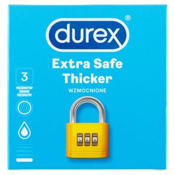 Durex Extra Safe, prezerwatywy powlekane środkiem nawilżającym, 3 szt.
