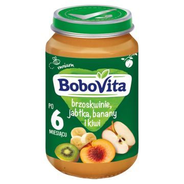 BoboVita, brzoskwinie, jablka,banany i kiwi, po 6 m-cu, 190g