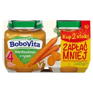 BoboVita, marchewkowa z ryzem, po 4 m-cu, 125 g x 2 op