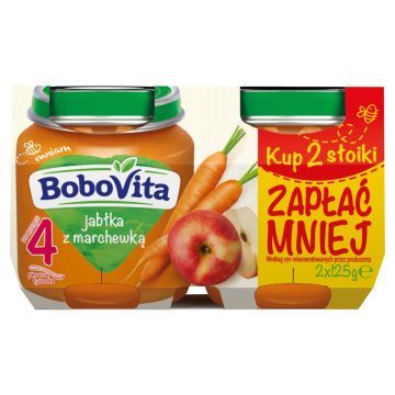 BoboVita, jablka z marchewka, po 4 m-cu, 125 g x 2 op