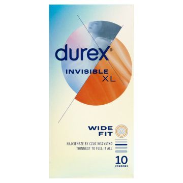 Durex Invisible XL, prezerwatywy powiększone, 10 szt.