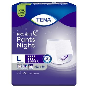 TENA Pants ProSkin Super Night OTC Edition, majtki chłonne, rozmiar L, 10 szt.