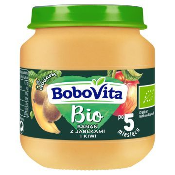 BoboVita Bio, banan z jablkiem i kiwi,po 5 m-cu, 125 g