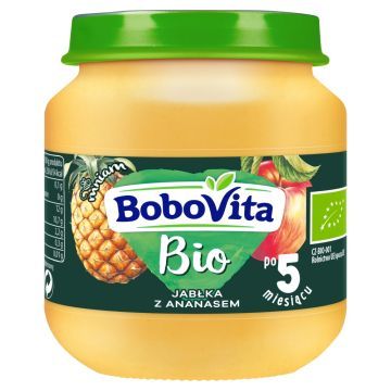 BoboVita Bio, jabłka z ananasem, 5 m+, 125 g