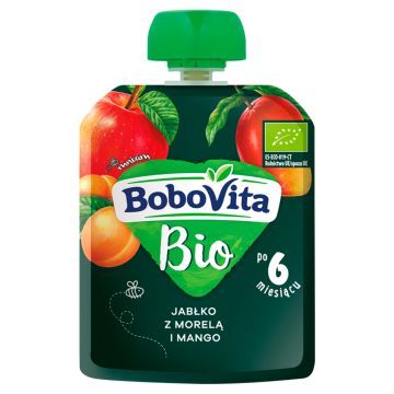 BoboVita Bio, mus jabłko z morelą i mango, 6 m+, 80 g