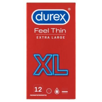 Durex Feel Thin XL, prezerwatywy, 12 szt.