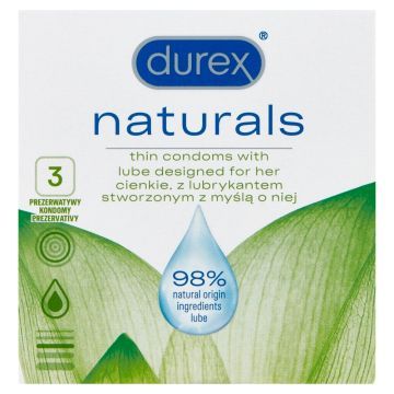 Durex Naturals, prezerwatywy,  3 szt.