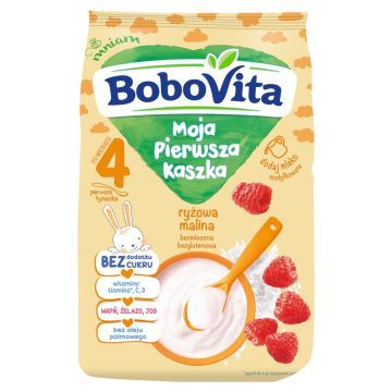 BoboVita, kaszka, ryzowa, malina, bez cukru, po 4 m-cu, 180g