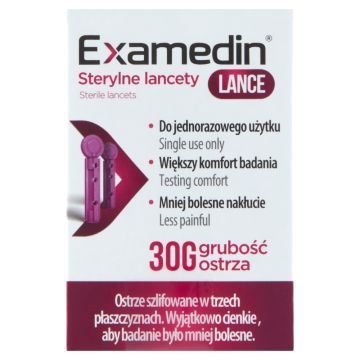 Examedin Lance, sterylne lancety do nakłuwacza, 50 szt.