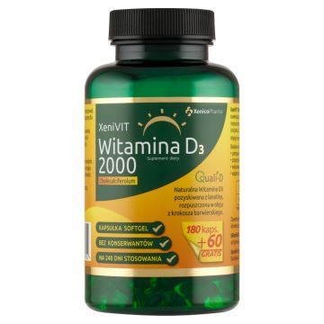 XeniVIT Witamina D 2000, kapsułki miękkie, 240 szt. (180 szt. + 60 szt.)