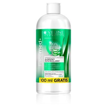 Eveline Facemed+, plyn, micelarny 3w1,aloesowy, 500 ml