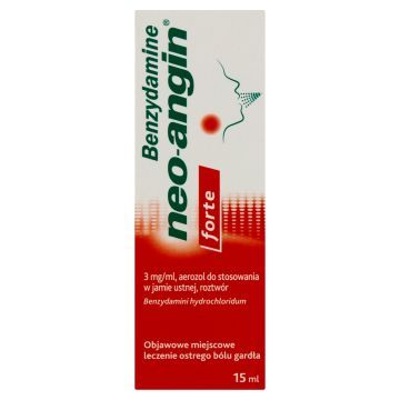 Benzydamine neo-angin forte, 3mg/ml, aerozol do stosowania w jamie ustnej,15ml