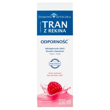 Domowa Apteczka Tran z rekina, emulsja, smak malinowy (nowa formuła), 330 ml