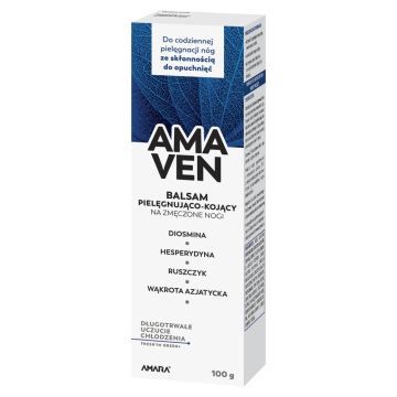 Amaven, balsam, pielegnujaco-kojacy, na zmeczone nogi, 100 g