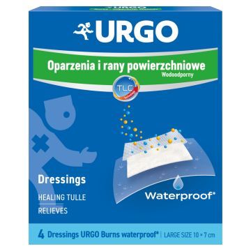 Urgo Oparzenia i rany powierzchn.wodoodp,plast.,10x7cm, 4szt