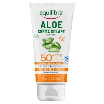 Equilibra  Aloe, Aloesowy krem przeciwsłoneczny SPF 50+ UVA, UVB, 75 ml