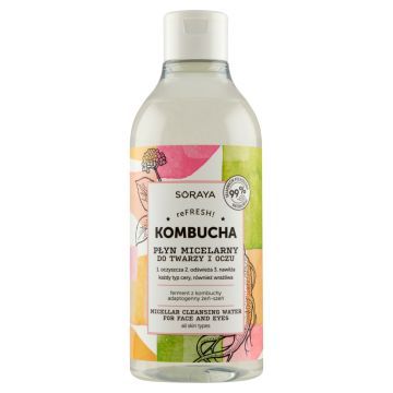 Soraya Kombucha, plyn, micelarny, do twarzy i oczu, 400 ml