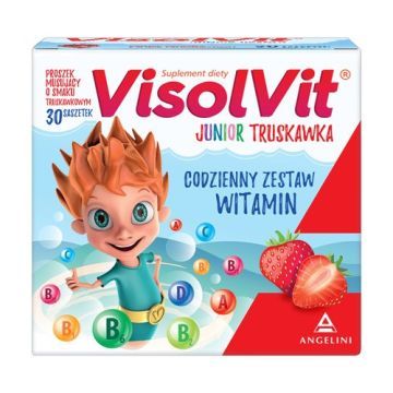 Visolvit Junior Truskawka, saszetki z proszkiem musującym, 30 szt.
