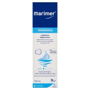 Marimer, spray oczyszczający, woda morska do nosa, roztwór izotoniczny, 100 ml