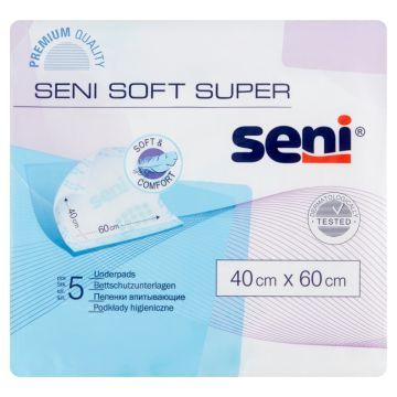 Seni Soft Super, podkłady higieniczne, 40 cm x 60 cm, 5 szt.