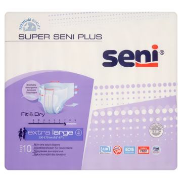 Super Seni Plus, pieluchomajtki dla dorosłych, rozmiar XL, 10 szt.